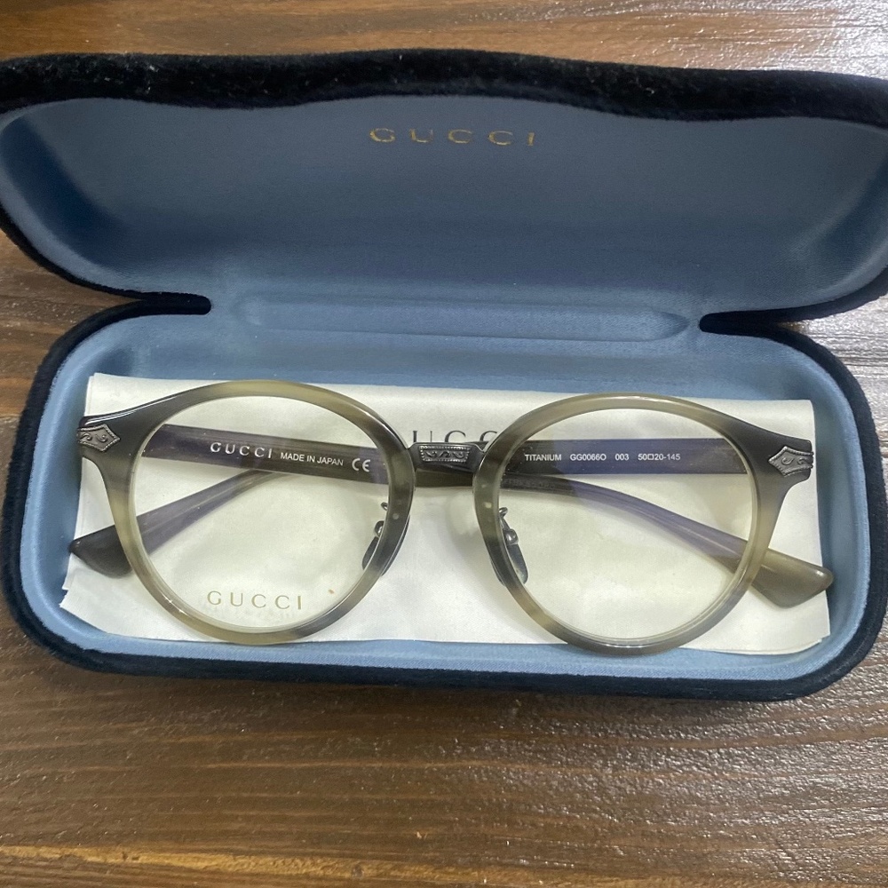 Green/Grey Gucci GG0066O 50mm Round Optical Frames